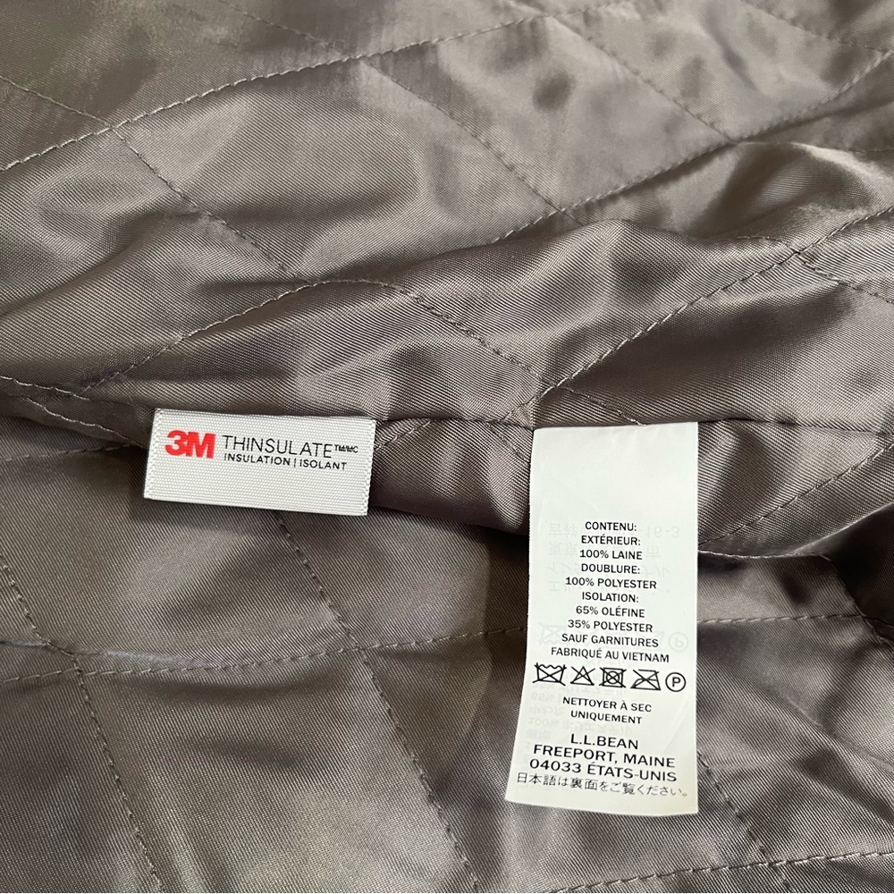 LL Bean Classic Lambswool Peacoat In Light Gray Heather Woman’s Size 14 - Picture 15 of 16